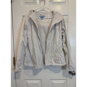 Columbia Windbreaker Jacket‎ Hooded Lightweight White Rain Coat Size M